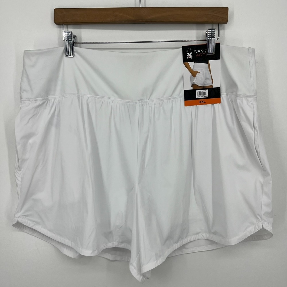 Spyder Active Shorts Women's Size 2XL White Solid Stretch 4" Inseam New NWT